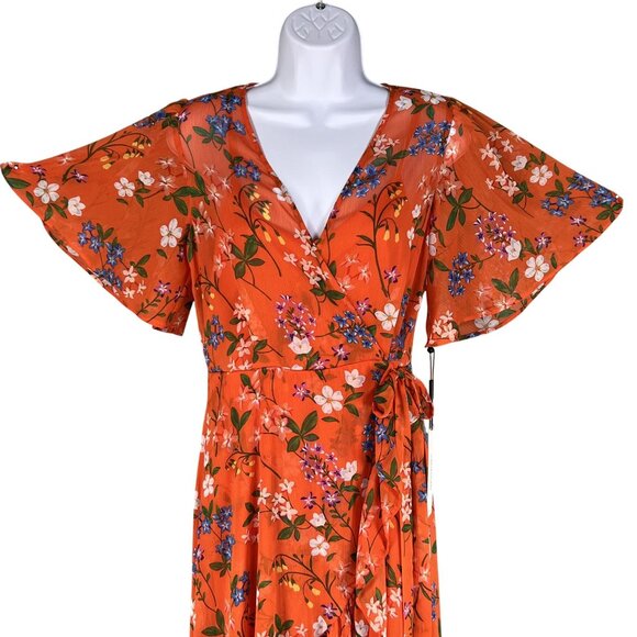 Calvin Klein NWT Womens 6 Floral Chiffon Ruffle Midi Dress Fairycore Bloomcore - Picture 10 of 16